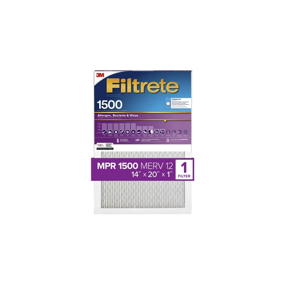 

3M Filtrete 1500 MPR 14 x 20 x 1" Bacteria & Virus Air Filter 4pk