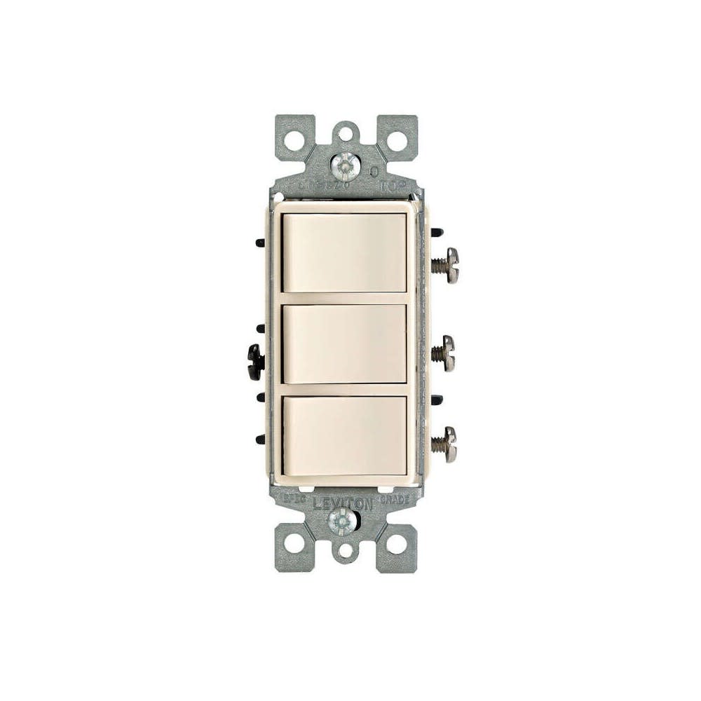 

Leviton Decora Rocker Triple Combination Switch 15A Light Almond 1 Pole