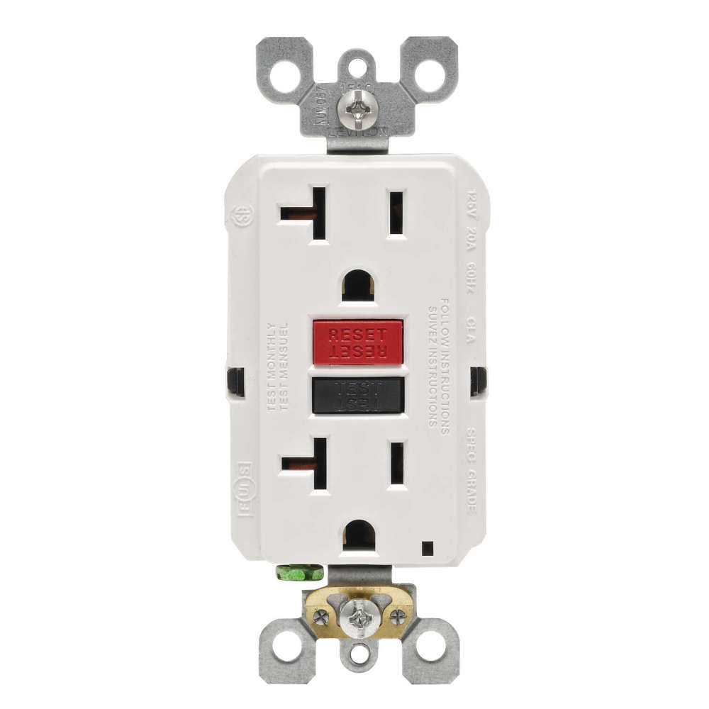 Leviton SmartlockPro GFCI Outlet 20A 125V Duplex White NEMA 5-20R