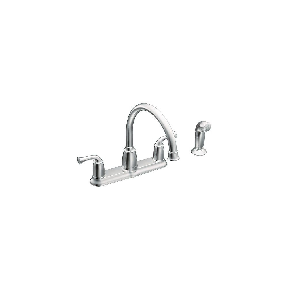 

Moen Banbury Chrome 2 Handle High Arc Kitchen Faucet with Side Spray