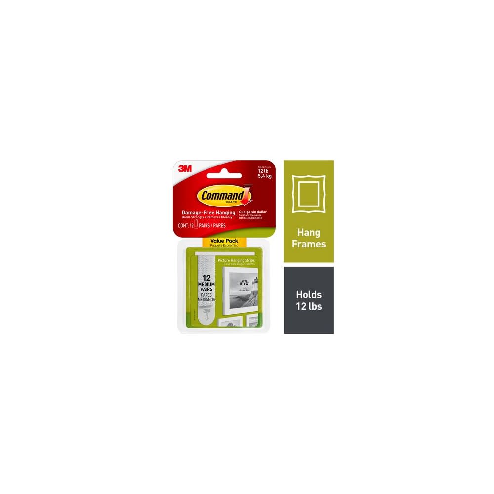 

3M Command Medium 2.75 x 0.75" Picture Hanging Strip 12pk