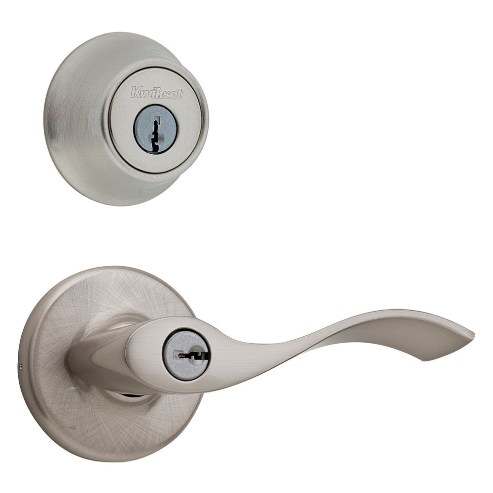 

Kwikset Satin Nickel Balboa Door Lever & Single Cylinder Deadbolt Set