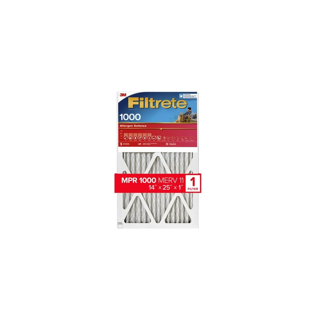 

3M Filtrete 1000 MPR 14 x 25 x 1" Allergen Defense Air Filter 4pk