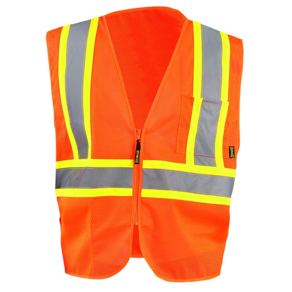 

Occunomix Zipper Safety Vest Orange High Visibility Mesh Standard 5X