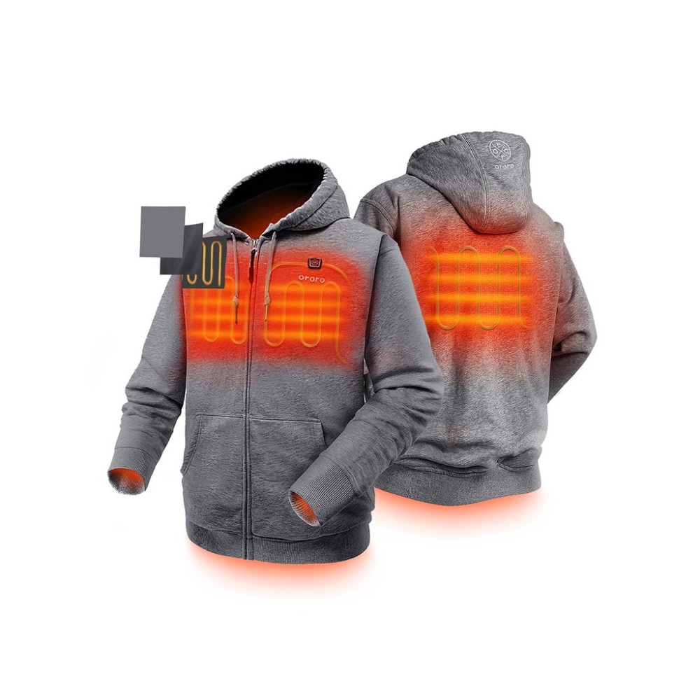 

ORORO Unisex Flecking Gray Heated Fleece Hoodie Kit XS