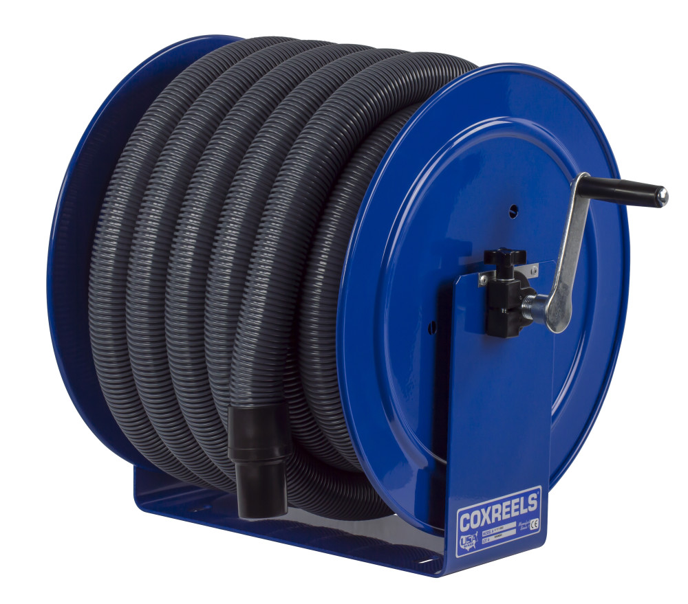 Coxreels Hose Reel Vacuum Only Direct Crank Rewind 1 1/2" 2" ID 50' Hose Capacity