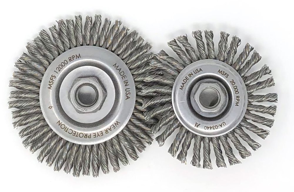

United Abrasives 0.02 In. Wire x 4 In. Stringer Bead Threaded Knot Wheel Brush