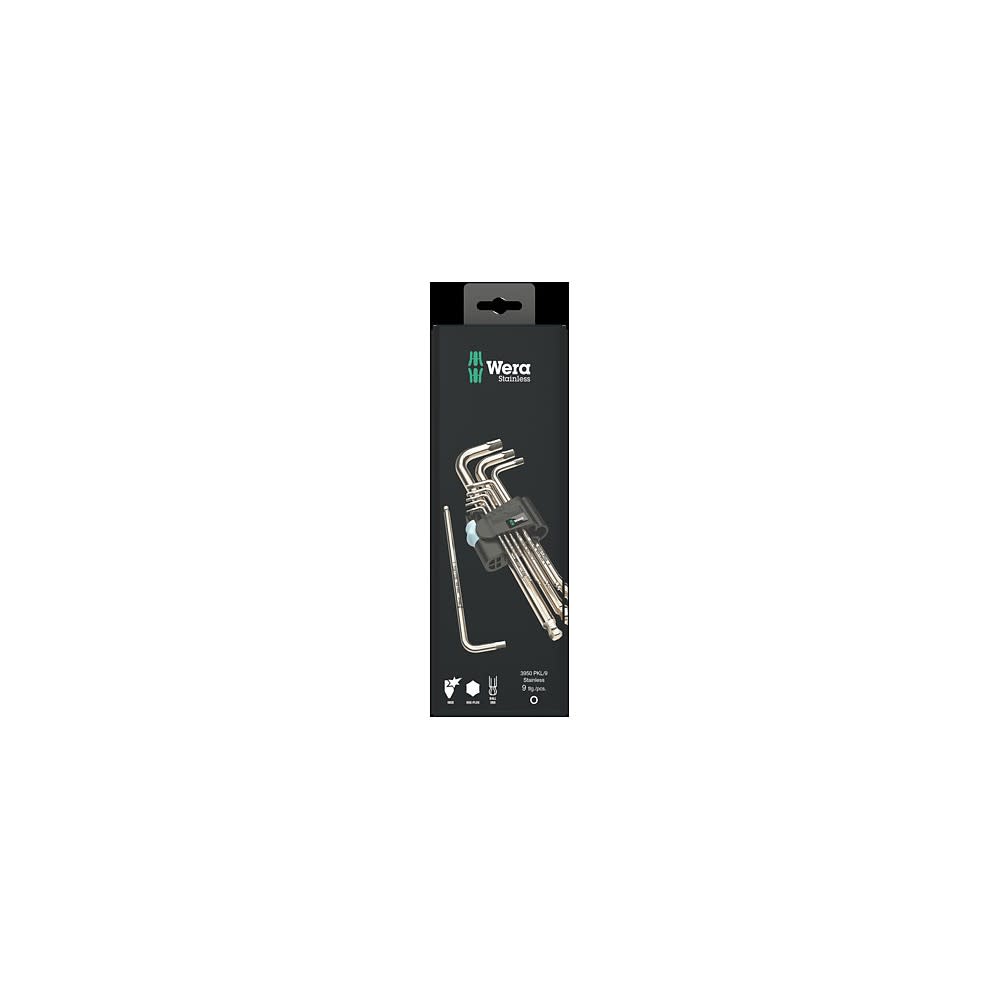 

Wera Tools Metric Stainless 3950/9 Hex-Plus 1 SB L-Key Set 9pc