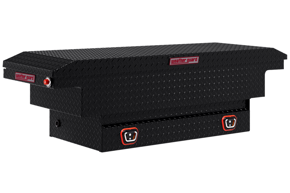 

Weather Guard Saddle Truck Tool Box Aluminum Compact Low Profile Black