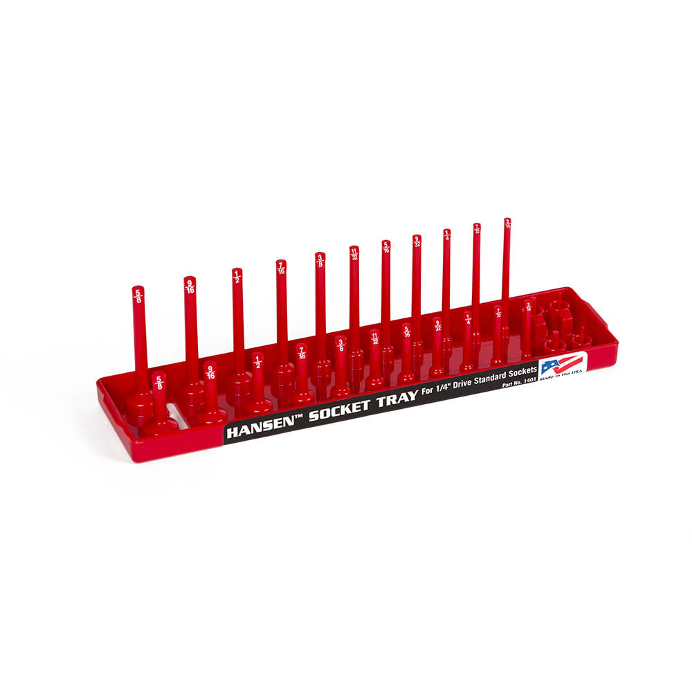 

Hansen Global 2 Row Socket Tray 1/4" Drive 26 Slot SAE Red