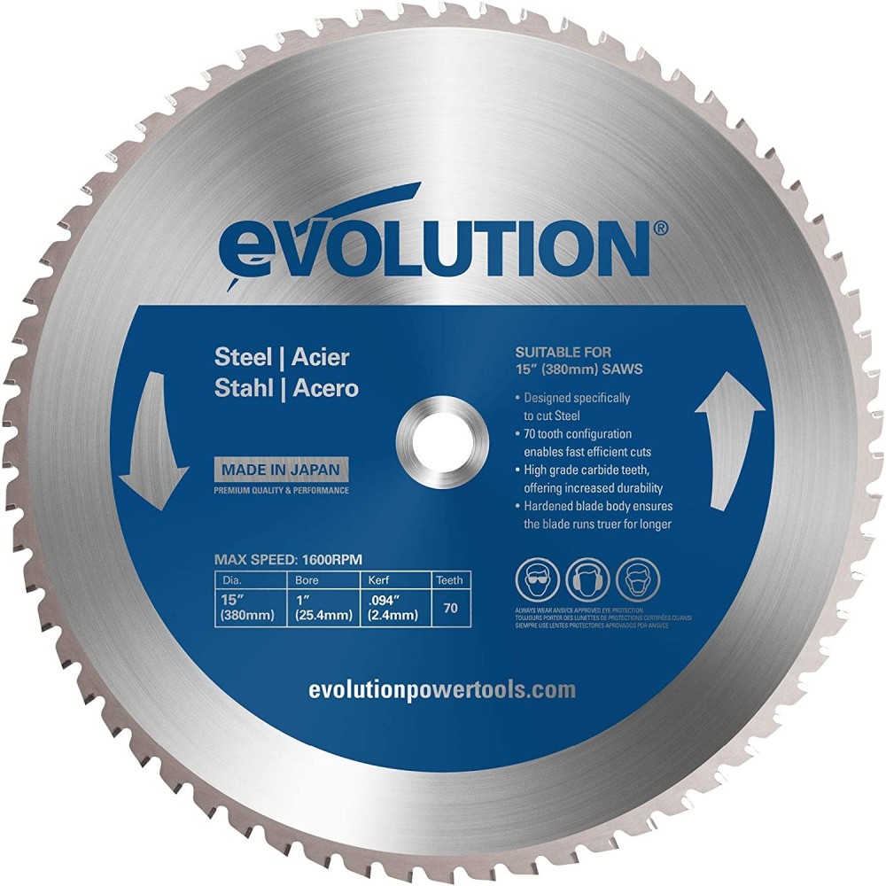 

Evolution Power Tools 15" x 70T Mild Steel Cutting Chop Saw Blade