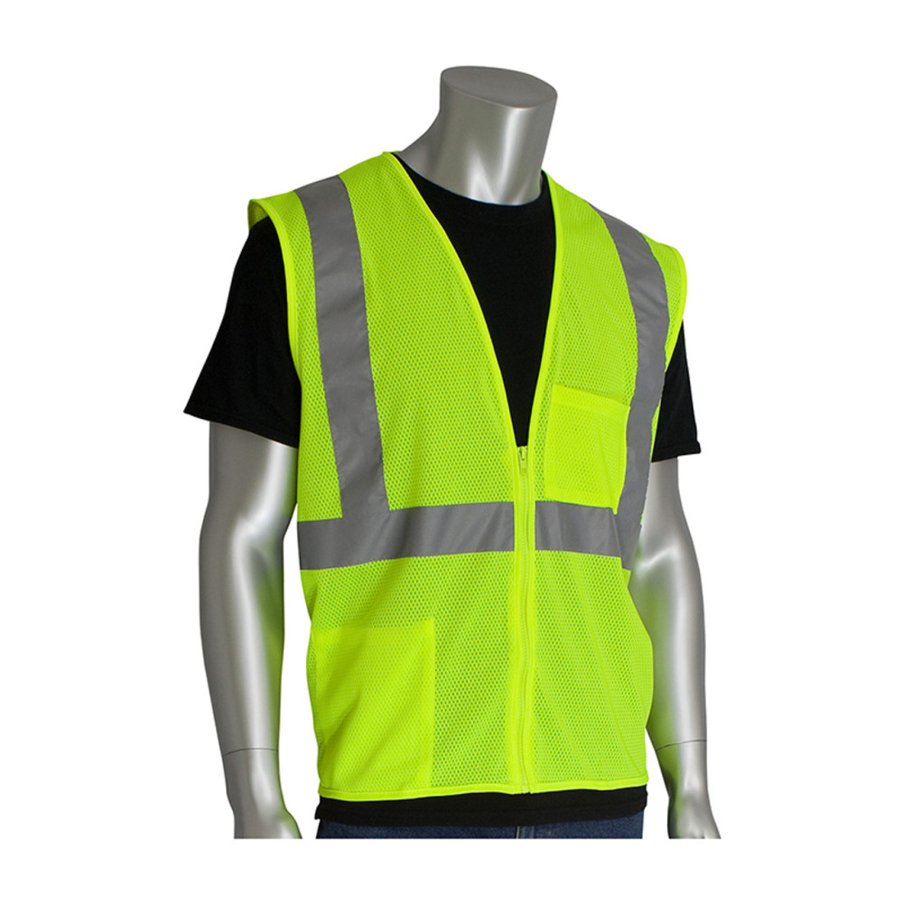 

Protective Industrial Products Zipper Mesh Vest Class 2 Hi-Vis Yellow ANSI Type R 3X
