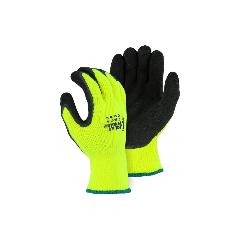 Majestic Glove Hi-Vis Yellow Winter Lined Terry Glove Small