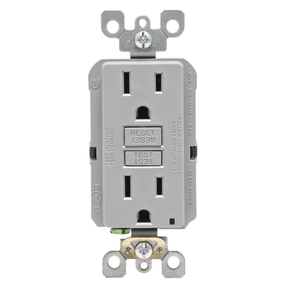 

Leviton SmartlockPro GFCI Outlet 15A 125V Gray NEMA 5-15R
