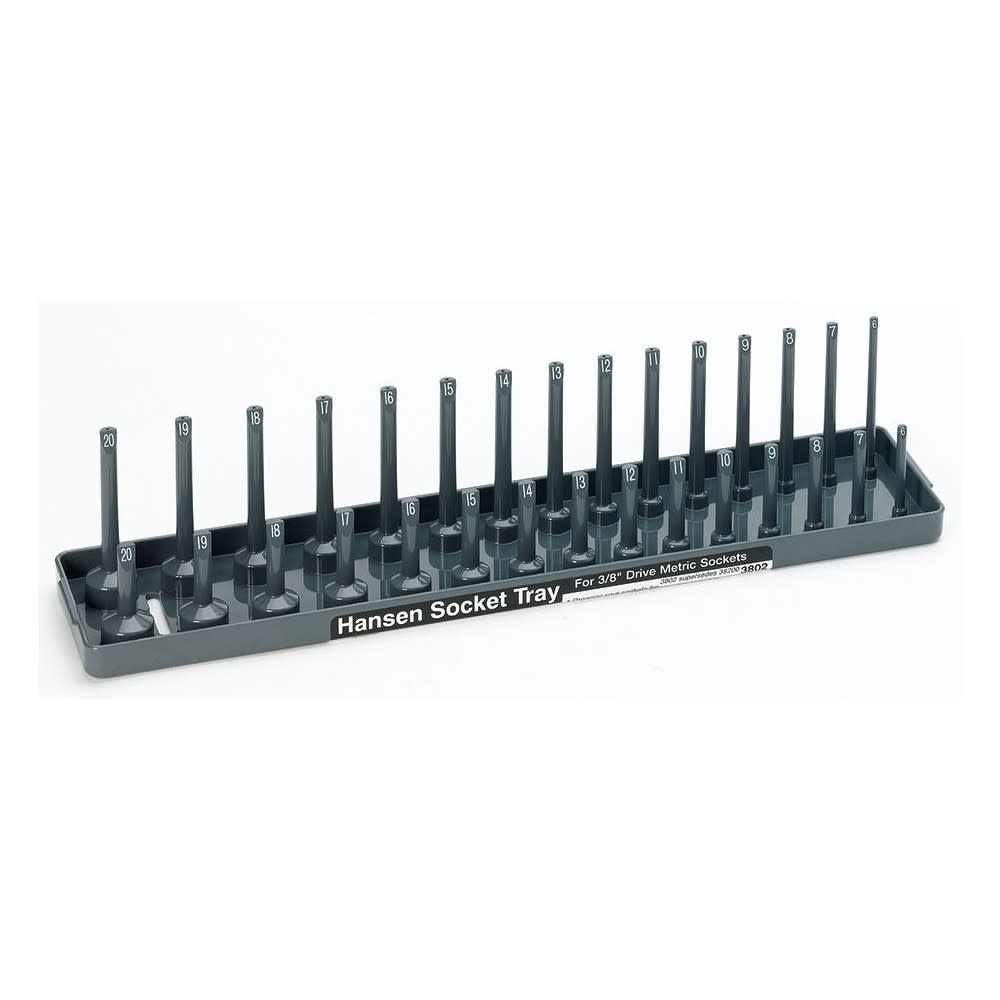 

Hansen Global 2 Row Socket Tray 3/8" Drive 30 Slot Metric Gray