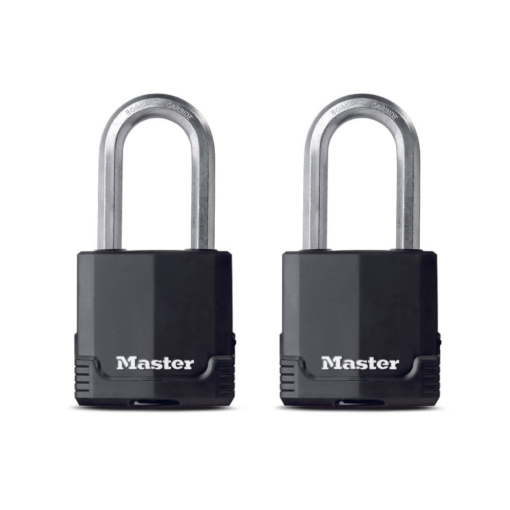 

Master Lock Padlock 2 1/8" Laminated Steel Dual Armor Keyed 2pk