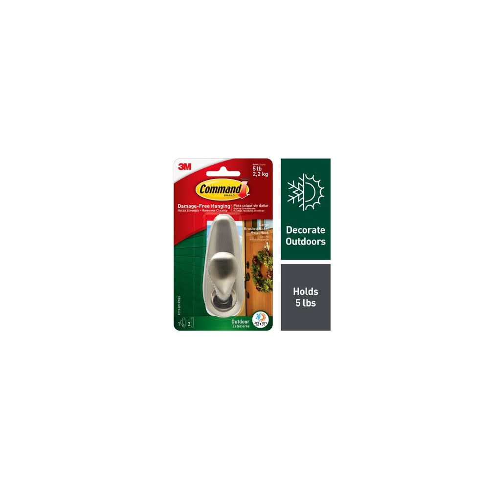 

3M Command Forever Classic Brushed Nickel Large Metal Hook