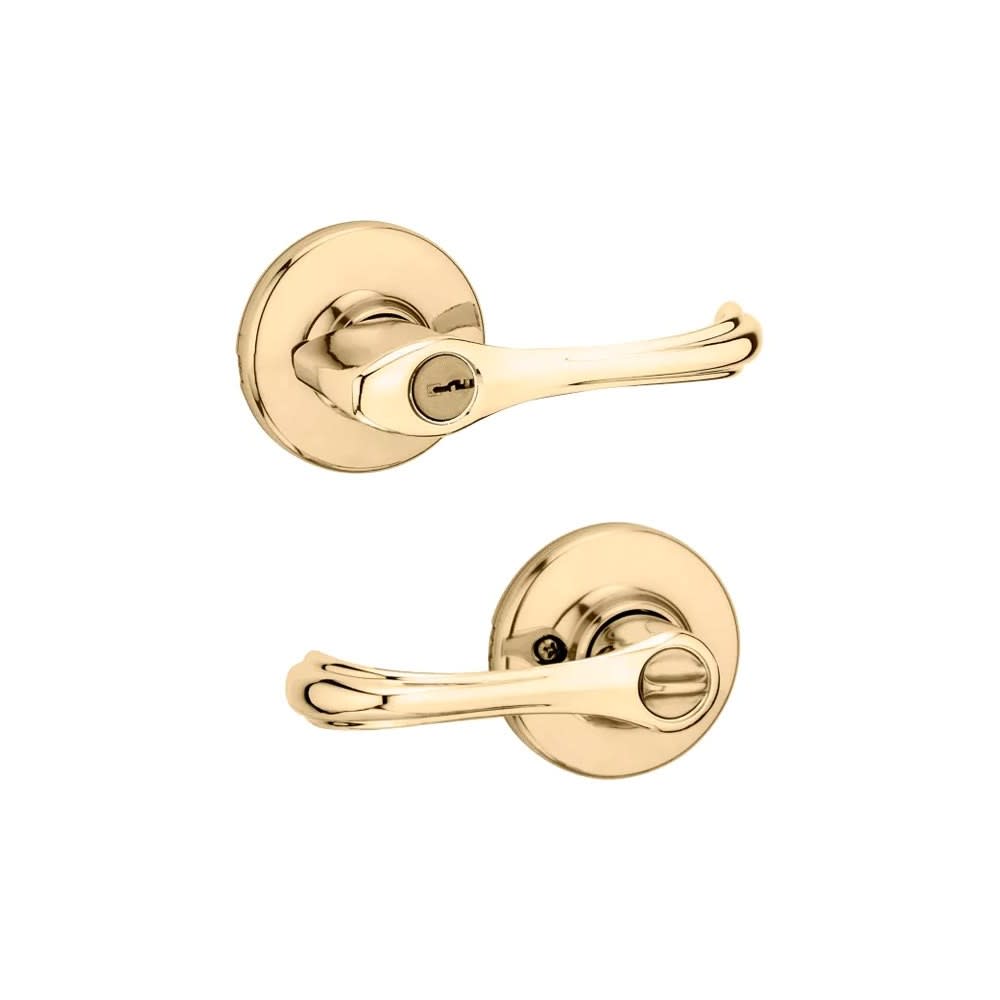 Kwikset Polished Brass Keyed Entry Dorian Lockset Door Lever