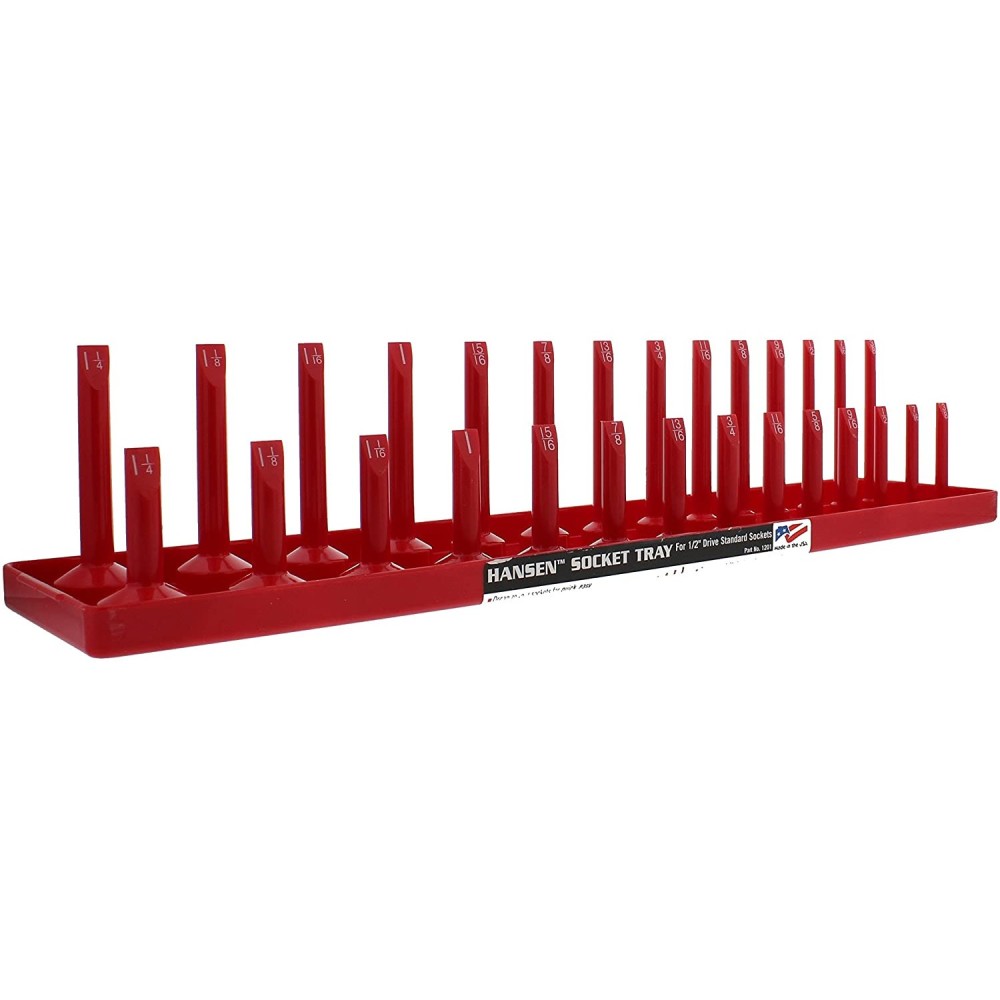 

Hansen Global 2 Row Socket Tray 1/2" Drive 28 Slot SAE Red