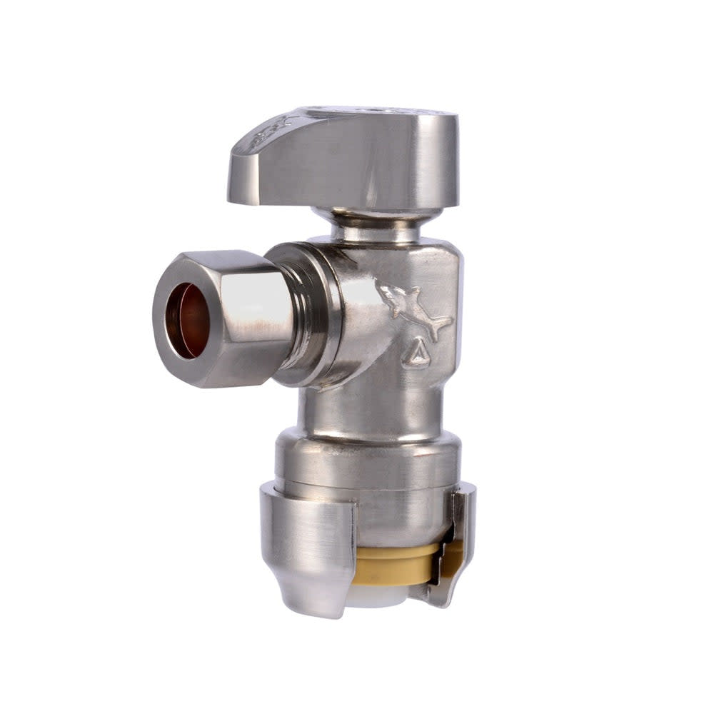 

Sharkbite 1/2" T x 3/8" S Nickel Brass Angle Stop Valve