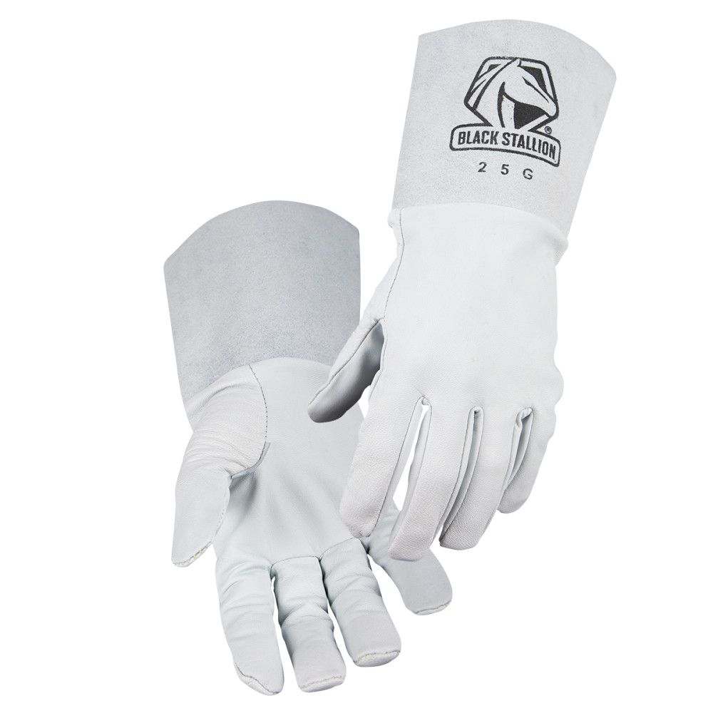 Black Stallion Pearl White Grain Goatskin TIG Gloves Small
