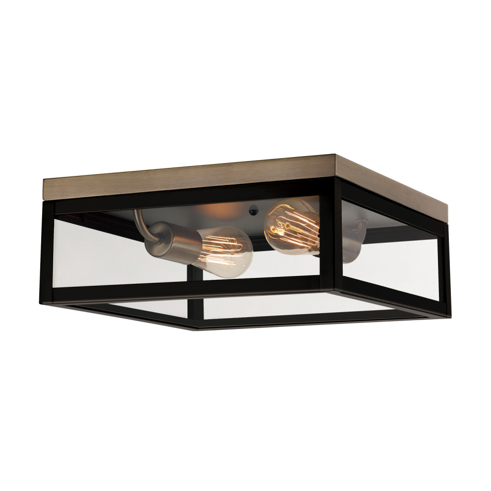 

Globe Electric Verona Flush Mount Light Panes 2 Light Dark Bronze