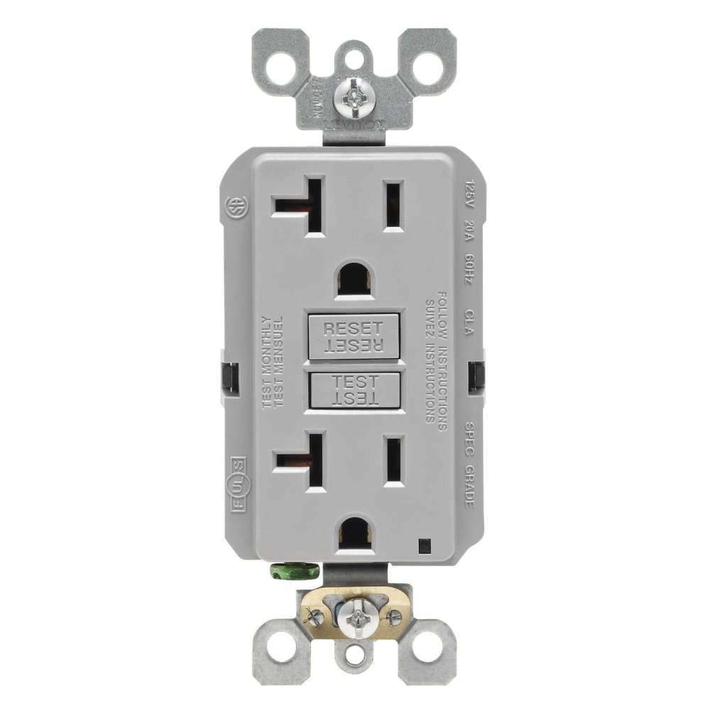 

Leviton SmartlockPro GFCI Outlet 20A 125V Gray NEMA 5-20R