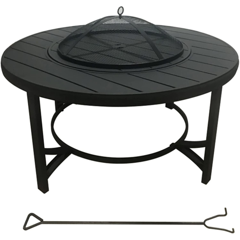 Living Accents Wood Fire Table 36" Black Steel Round