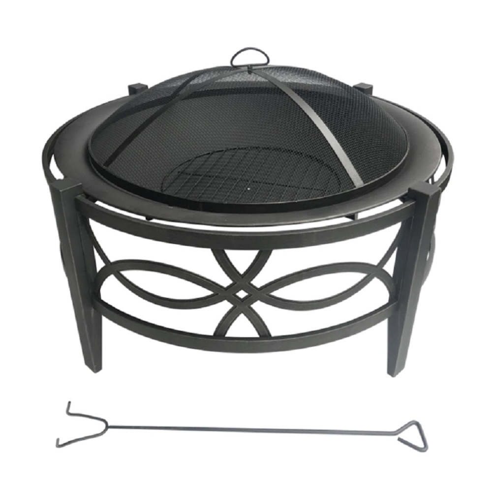 

Living Accents Wood Fire Pit 35" Black Steel Round