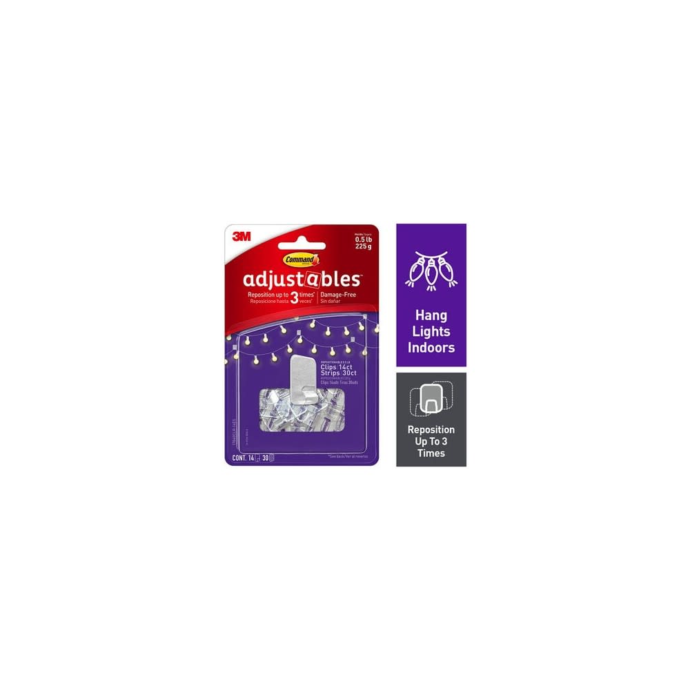 

3M Command Adjustables Small Repositionable Wall Clip 14pk