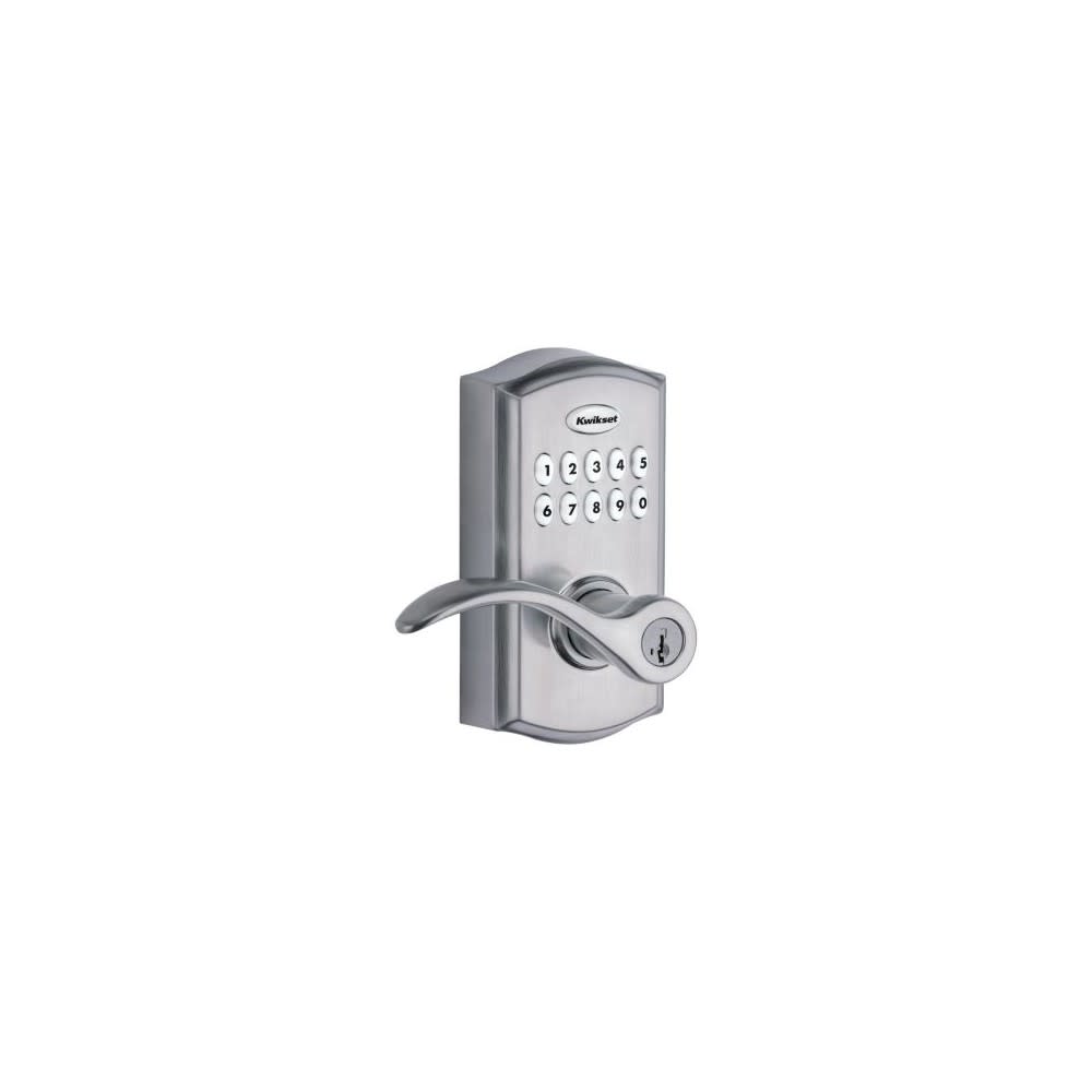 Kwikset SmartKey Pembroke Door Lever SmartCode 955 Satin Chrome