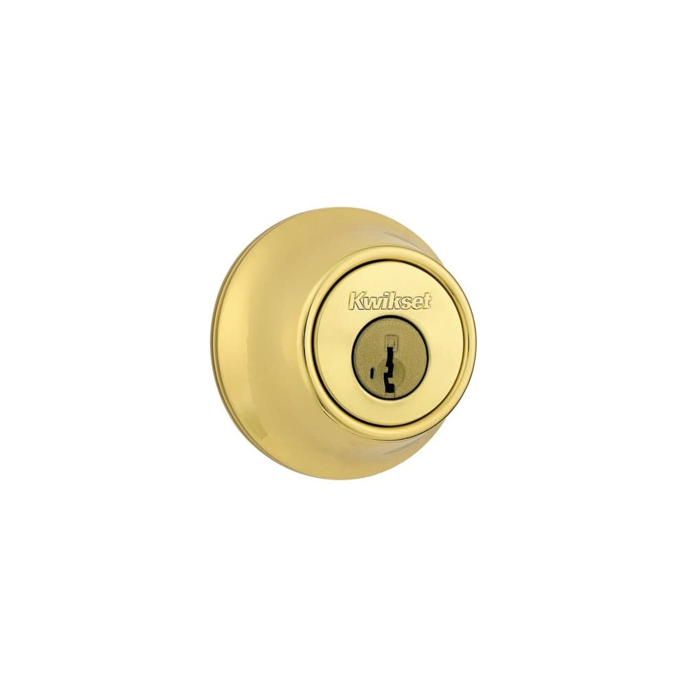 

Kwikset SmartKey Door Deadbolt Polished Brass Single Cylinder