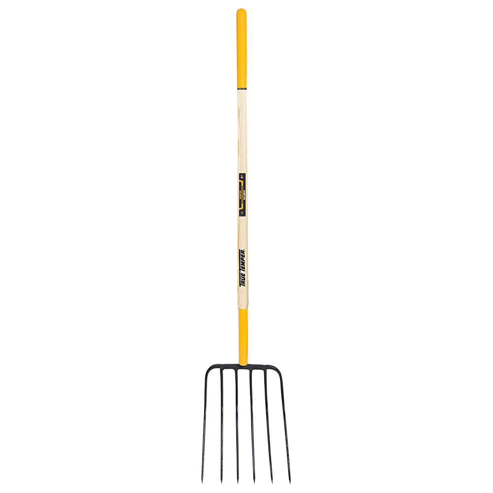 Ames 6-Tine Manure Fork with Cushion End Grip-on Hardwood Handle