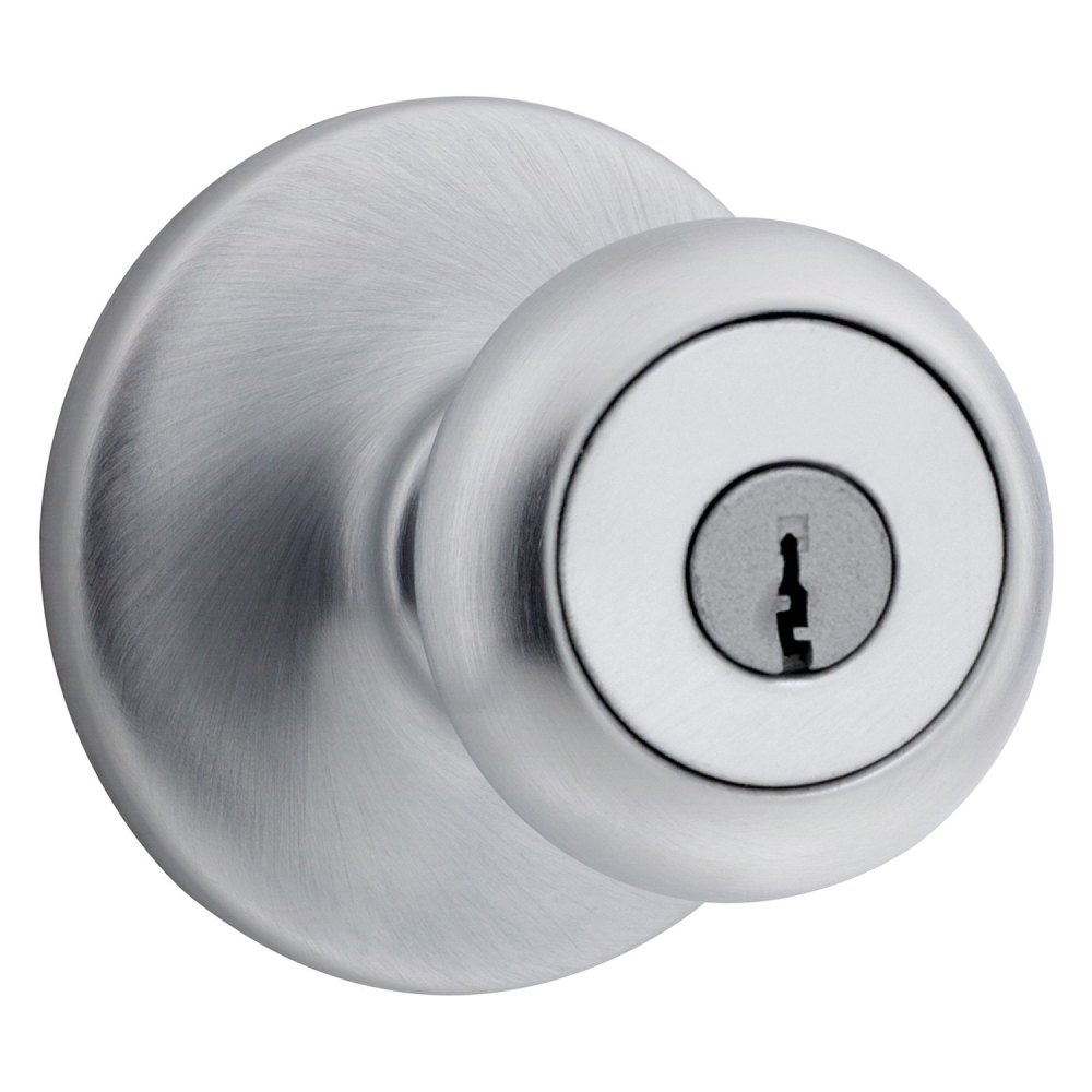 Kwikset Satin Chrome Mobile Home Keyed Entry Lockset Knob