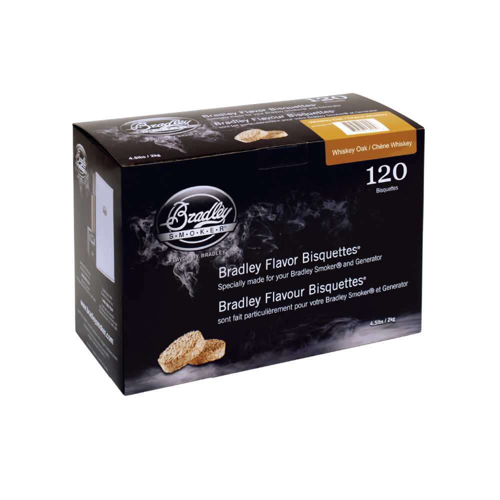 Bradley Smoker Smoking Bisquettes Whiskey Oak Wood 120pk