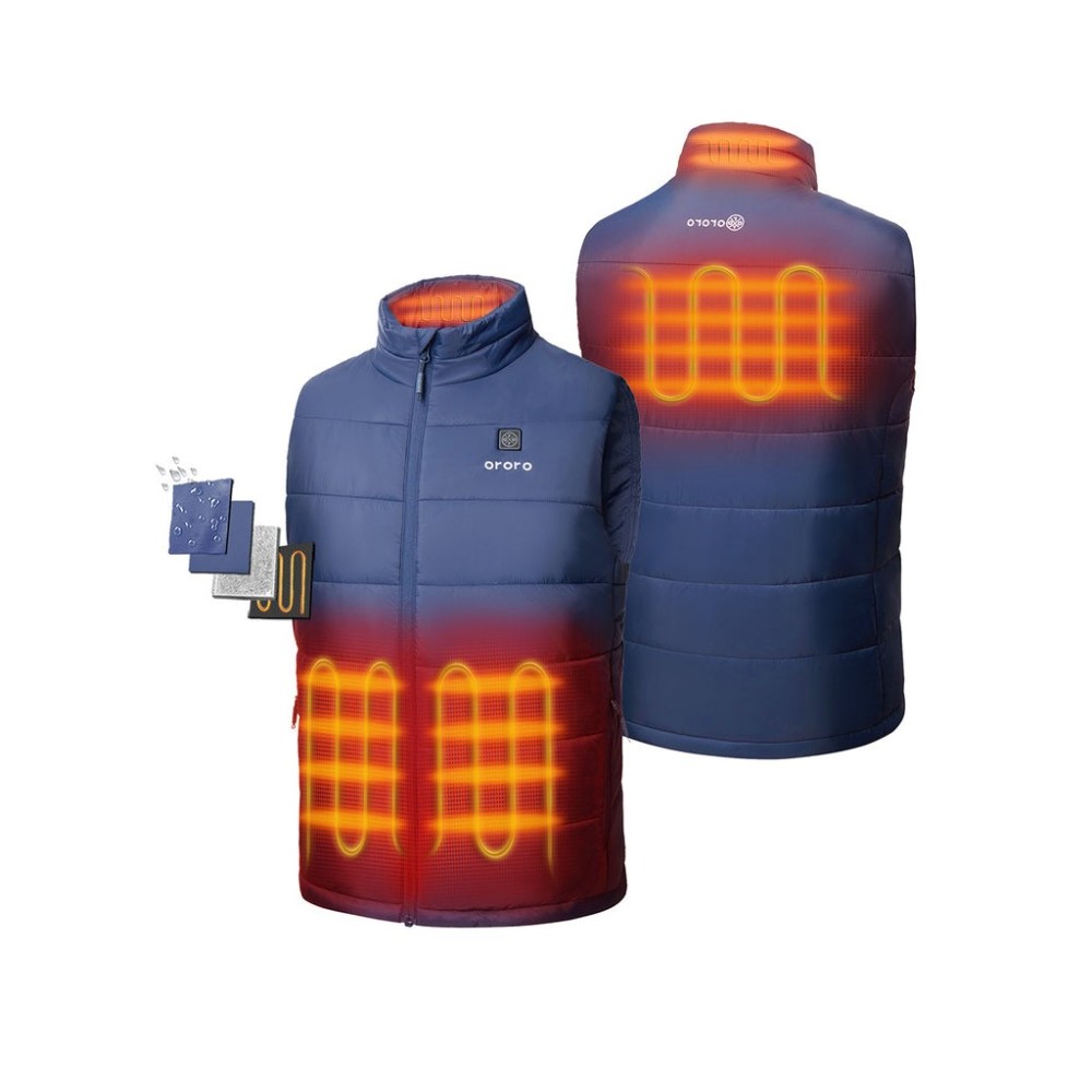 

ORORO Mens Navy Blue Classic Heated Vest Kit 2X