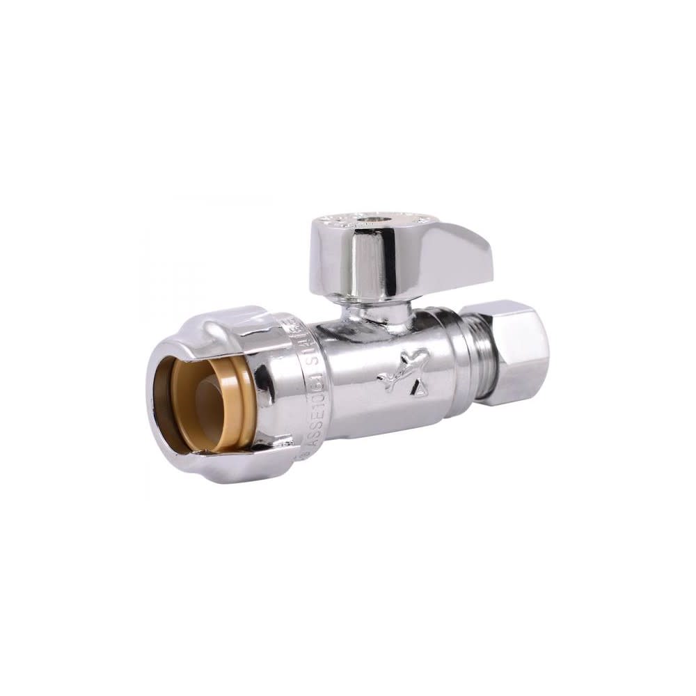

Sharkbite 1/2" PTC T x 3/8" S Brass Straight Stop Valve