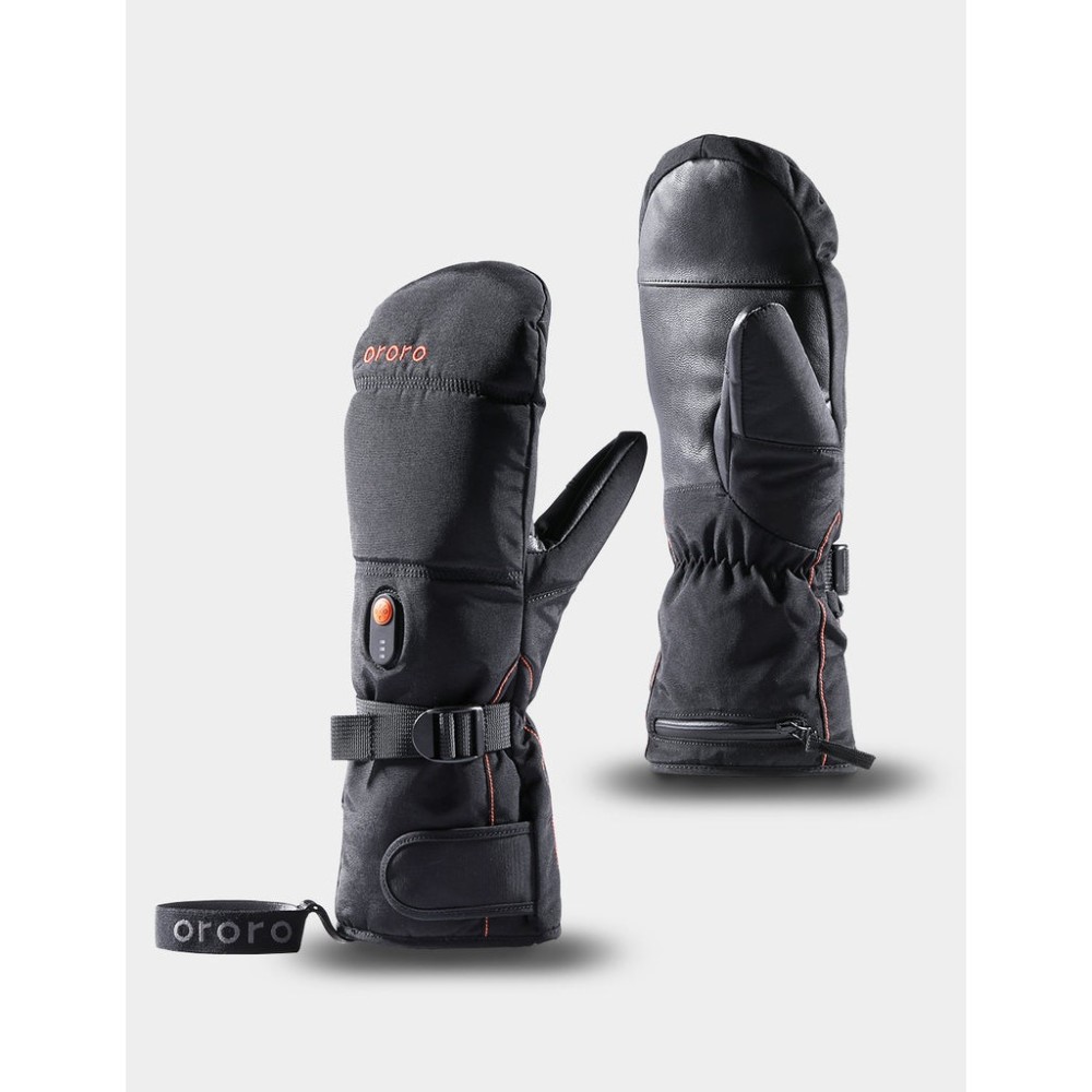 

ORORO Black & Orange Amsterdam Heated Mittens Kit Large