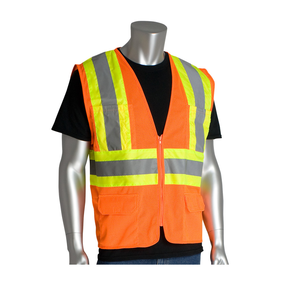 

Protective Industrial Products Value Mesh Vest Class 2 Hi-Vis Orange Four Pocket 3X