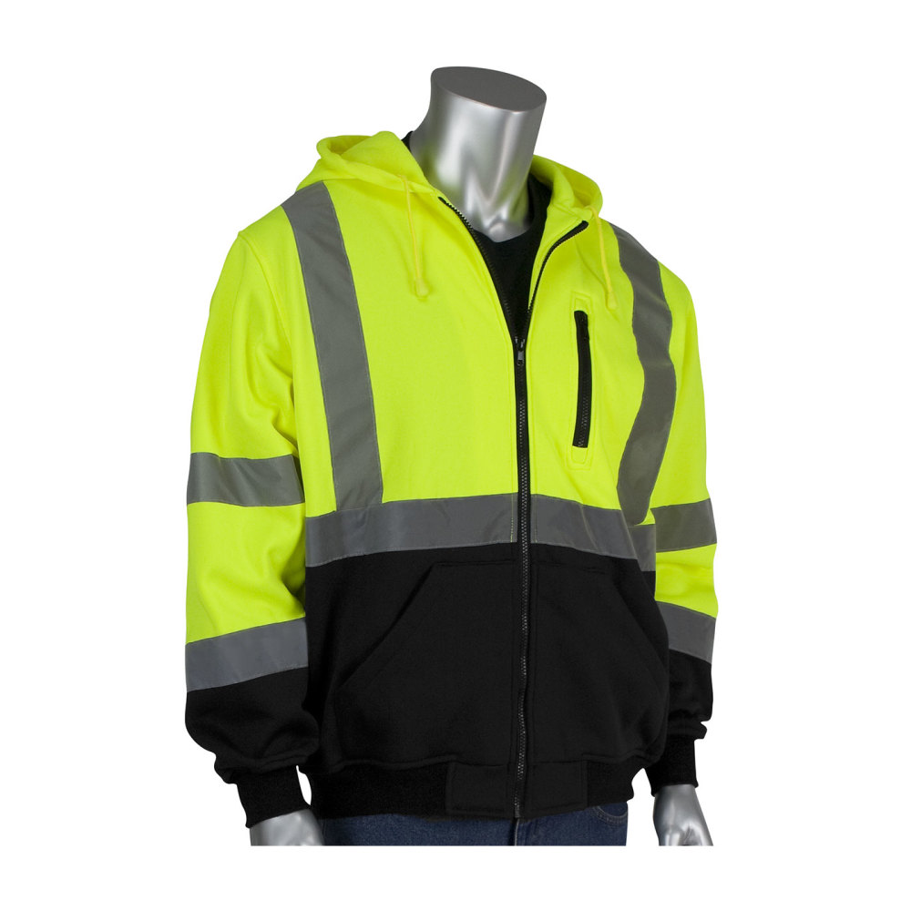 

Protective Industrial Products ANSI R3 Full Zip Hooded Sweatshirt Hi Vis Lime Yellow Small