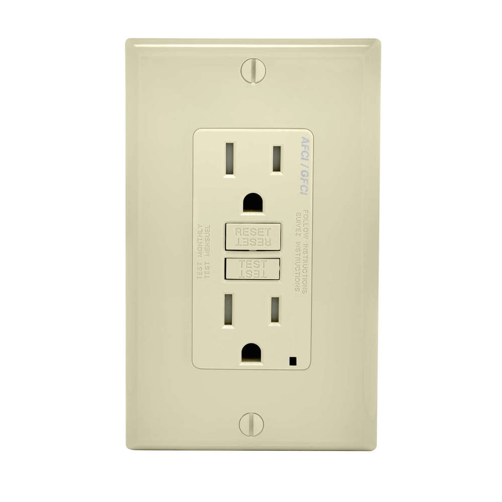 

Leviton SmartlockPro AFCI/GFCI Outlet 15A 125V Duplex Light Almond