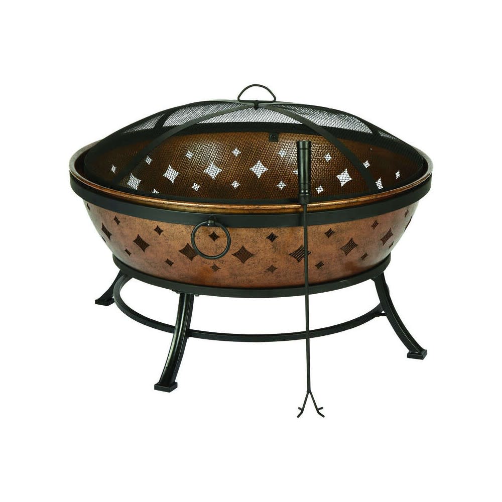 

Living Accents Noma Round Wood Fire Pit 36" Copper/Black Steel