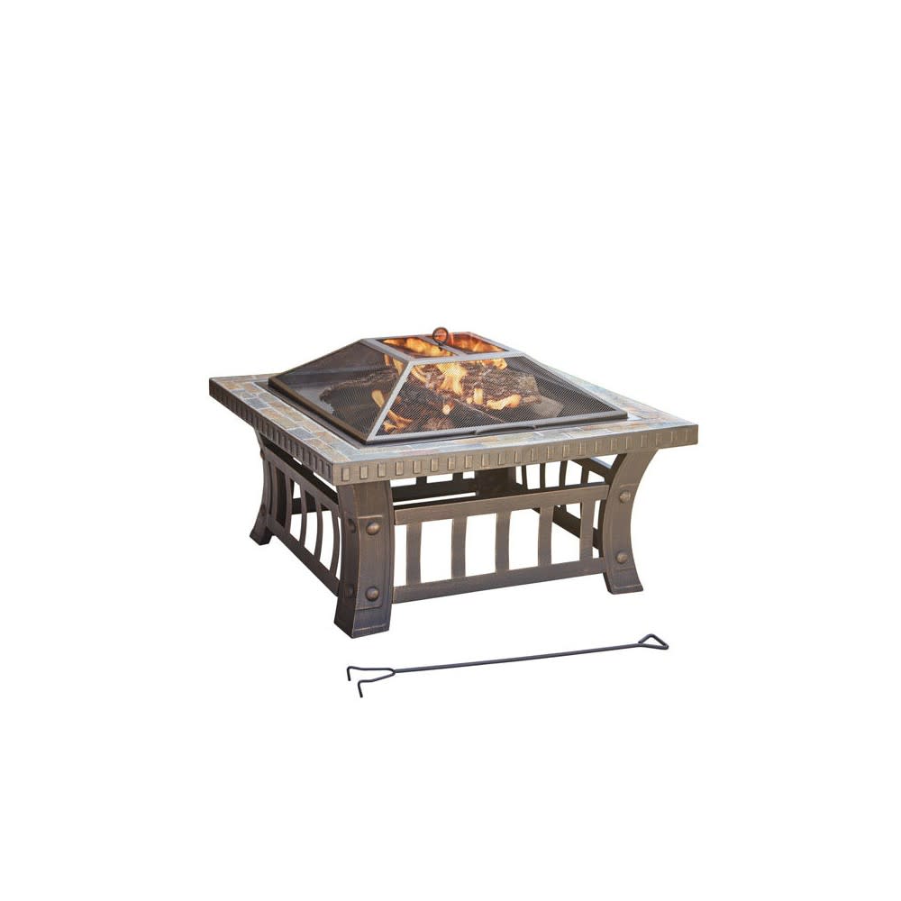 

Living Accents Wood Fire Pit 30" Steel American Flag Square