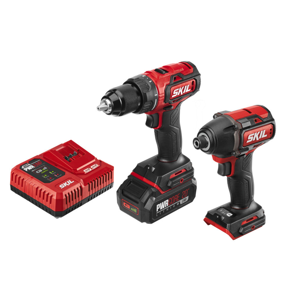 SKIL PWRCORE 20 Brushless 20V Drill Driver & Impact Driver Kit