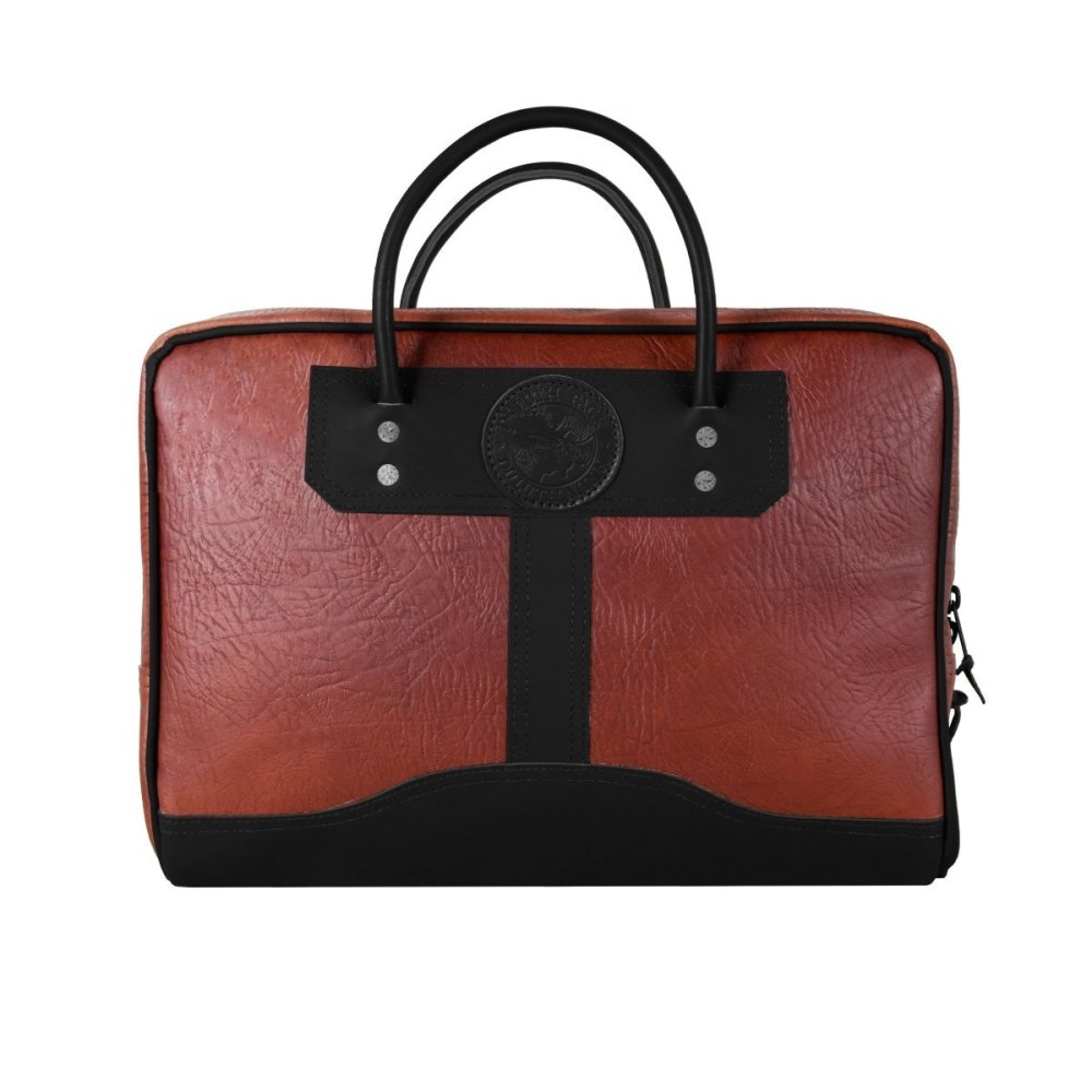 

Duluth Pack 23 Liter Capacity Black Trim Bison Leather Computer Briefcase
