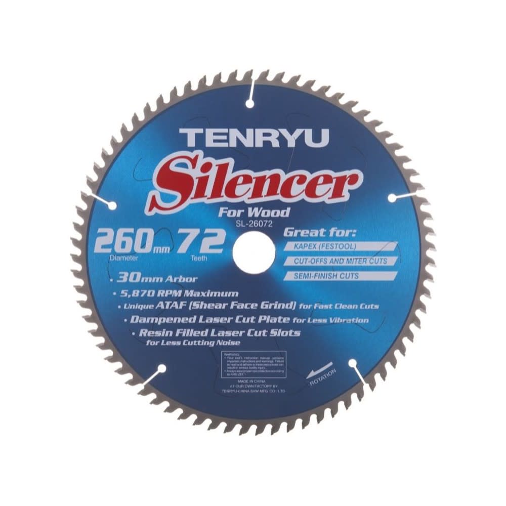 

Tenryu Silencer Series Steel Arbor Blade 10.23" 72 Tooth