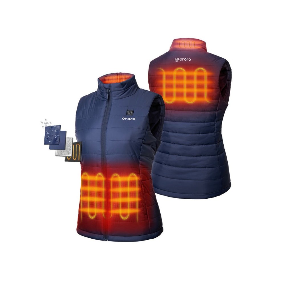 

ORORO Womens Navy Blue Classic Heated Vest Kit 2X