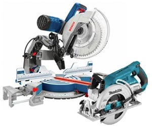Bosch miter saw and Makita rear handle saw